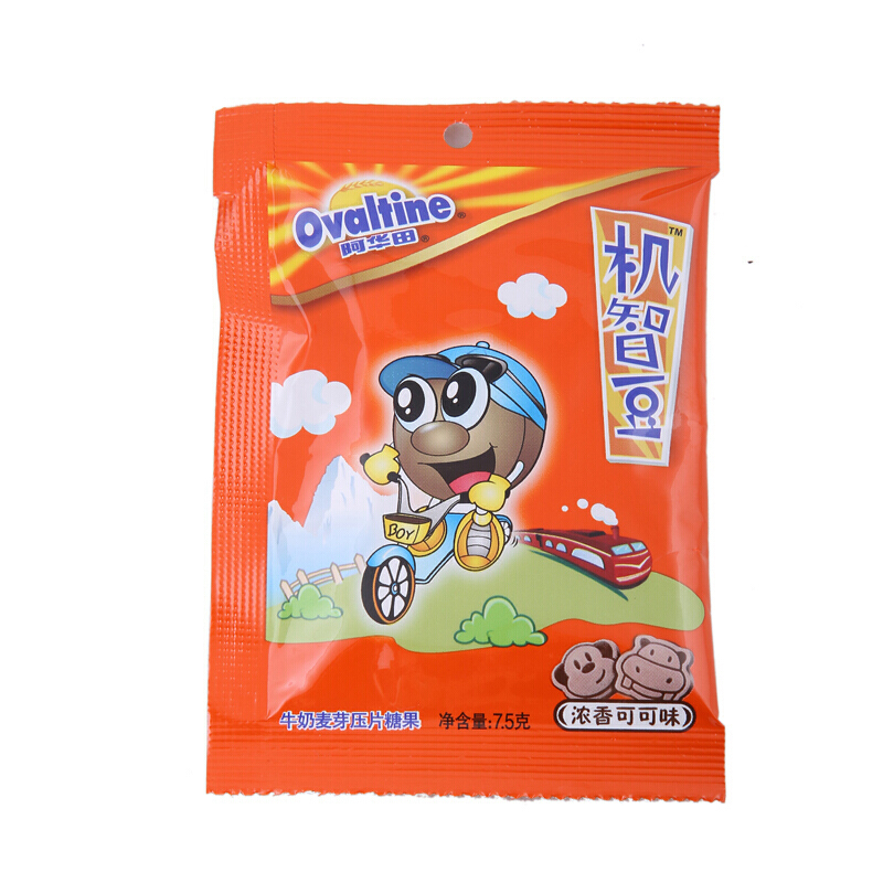 阿华田(Ovaltine)机智豆 可可/巧克力冲饮 牛奶麦芽串串装7.5g*36 可可味
