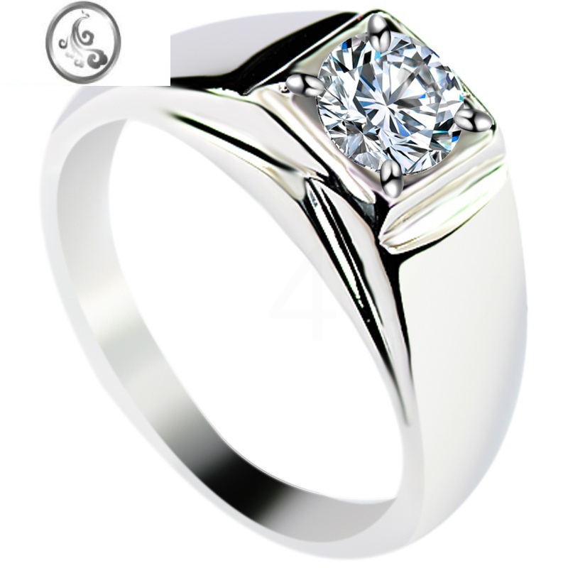 jimi一克拉莫桑钻小众设计个性结婚男款情侣婚戒锆石钻石戒指男仿真