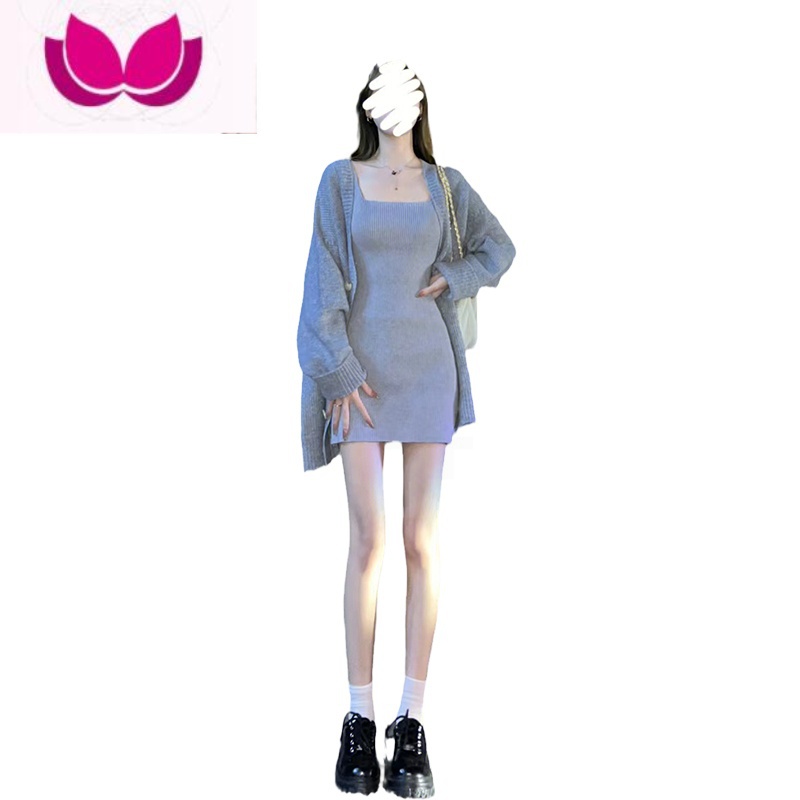 七斓早春装盐系穿搭高级感御姐名媛气质小香风毛衣连衣裙子套装女高清大图