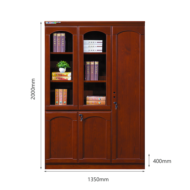 臻远ZY051406木质文件柜油漆贴木皮资料柜书柜 三门高清大图