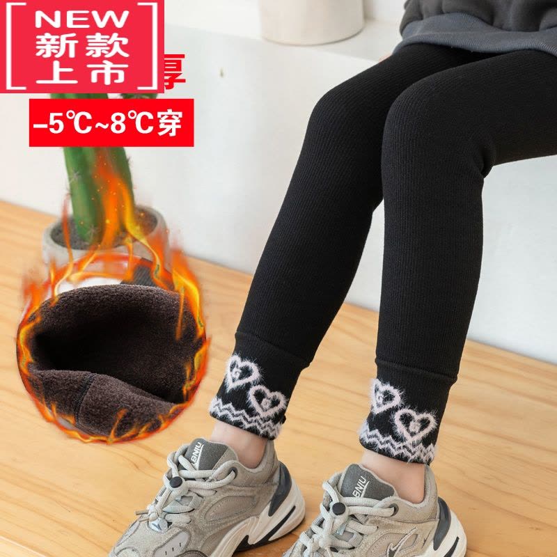 可莉允女童保暖裤加绒加厚打底裤儿童外穿棉裤秋冬季宝宝高腰休闲裤图片