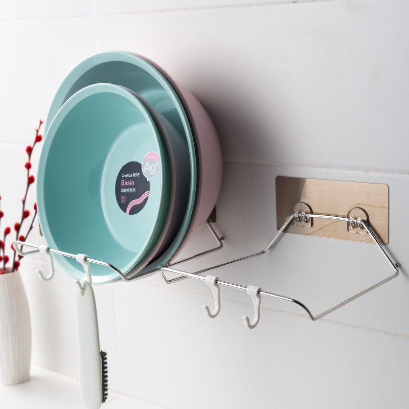 脸盆收纳架免打孔厕所洗手间浴室墙上盆架卫生间盆子壁挂式置物架三维