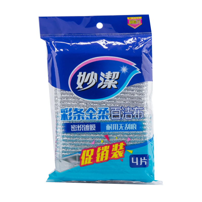 妙洁金柔百洁布【2片装】 妙洁彩条金柔百洁布4片装