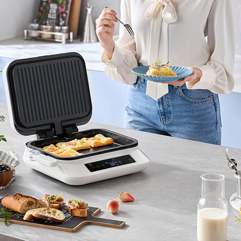 摩飞电饼铛多功能可拆洗上下盘双面加热悬浮加深早餐机白色MR8601高清大图