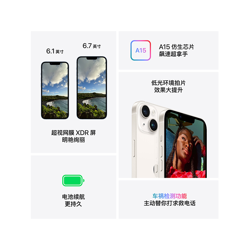 [原装20W充电器套餐]Apple iPhone 14 256G 午夜色 移动联通电信5G手机