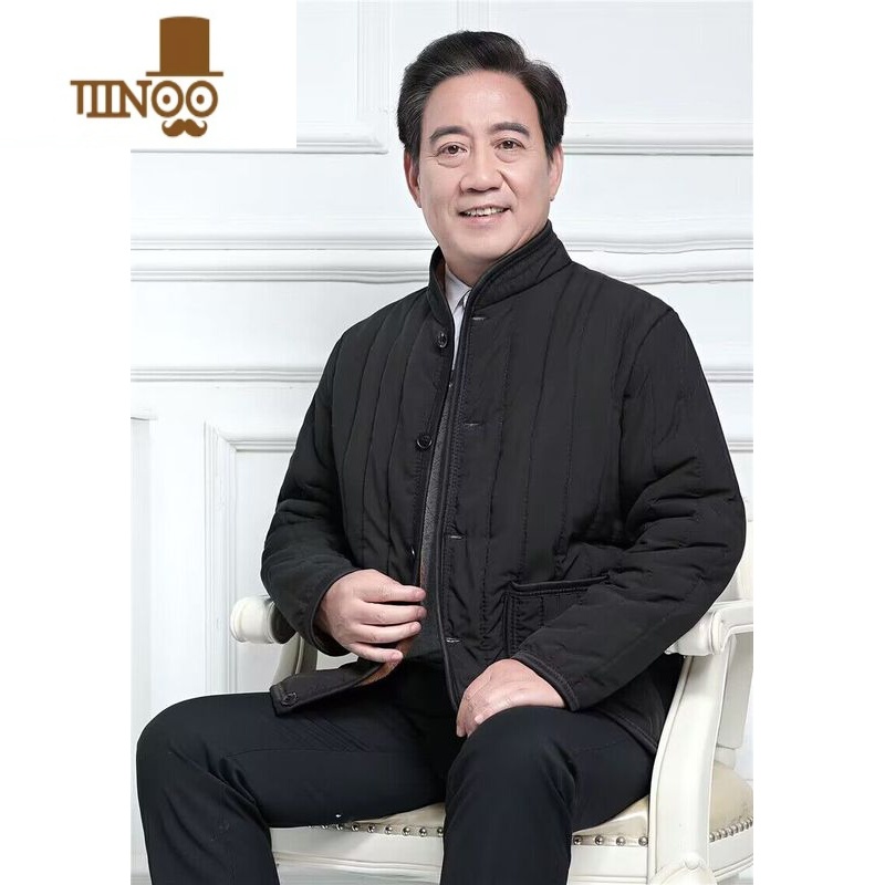 YANXU中老年棉衣男爷爷外公爸爸装加绒加厚新款棉服男装保暖棉袄高清大图