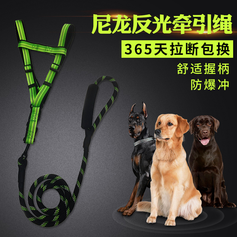 味当家狗狗荧光牵引绳链子泰迪金毛二哈柴犬秋田杜宾大中小型犬专用宠物用品