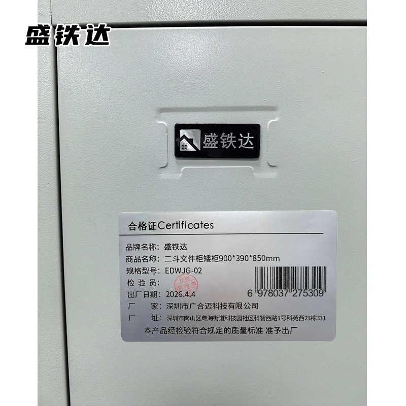 盛铁达 二斗文件柜矮柜900*390*850mm EDWJG-02 台高清大图