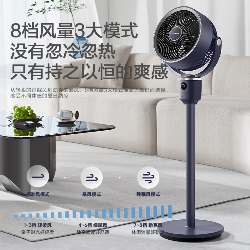 艾美特(Airmate) 空气循环扇遥控电风扇家用摇头电扇涡轮换气扇循环对流风扇落地 FA18-SRD116(语言款)