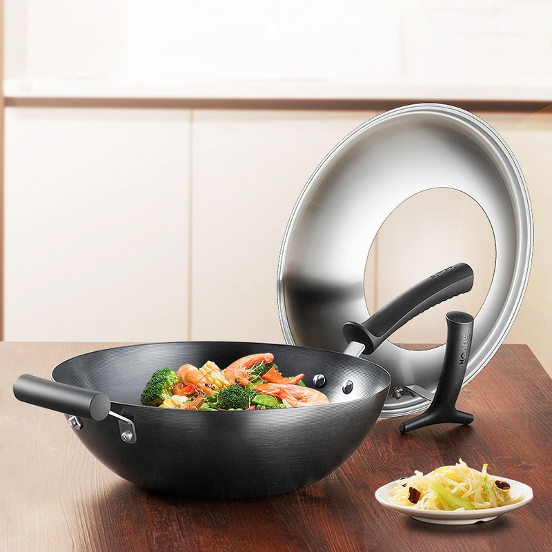 苏泊尔炒锅铁锅无涂层精铸铁真不锈2代fc32t1加厚锅底32cm煤气灶专用