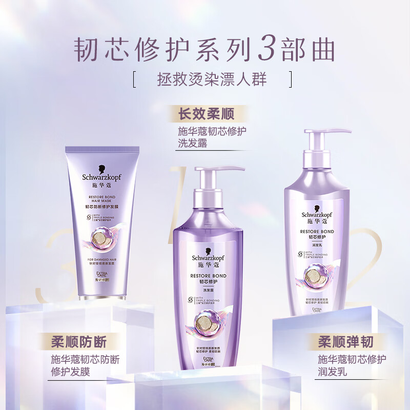 Schwarzkopf施华蔻韧芯防断修护发膜修护发芯烫染修护男女士通用护发素200ml高清大图