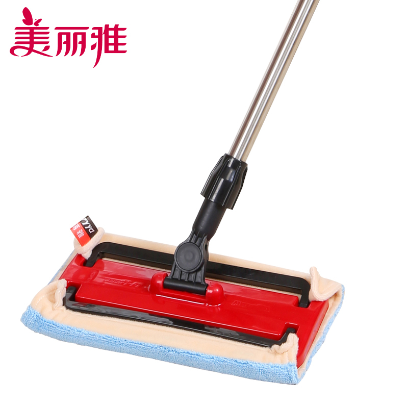 亮晶晶拖把超市同款(共1块布) 美丽雅平板拖把夹布拖把干湿两用家用托地把瓷砖地夹固式拖布