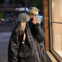 BaLuoShang冬季连帽大毛领棉衣男韩版卡通加厚棉袄学生港风宽松潮流棉服外套风衣