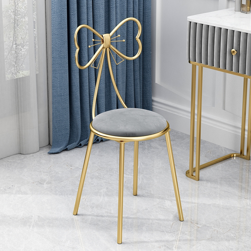 古达现代简约少女卧室梳妆台凳子蝴蝶靠背网红椅子ins美甲化妆凳轻奢