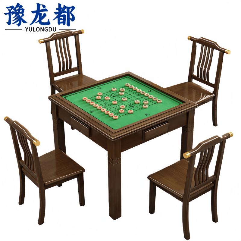 豫龙都 棋牌桌 一桌四椅 套高清大图