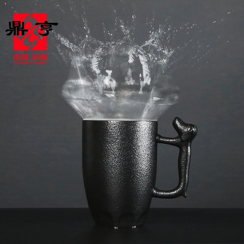鼎亨马克杯定制杯子陶瓷带盖茶杯过滤家用泡茶杯办公室水杯随手杯