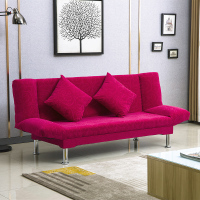 沙发床多功能小户型沙发床1.8米单人双 人简易沙发客厅两用可折叠巧妈邦 单人座（0.9米）无抱枕-玫红色【印花绒布】 沙发床