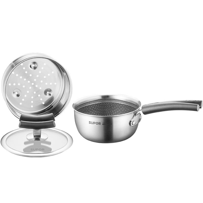 苏泊尔(SUPOR)X晶盾加厚304不锈钢汤蒸多用锅16cm婴儿辅食锅燃气通用CT16JA1高清大图