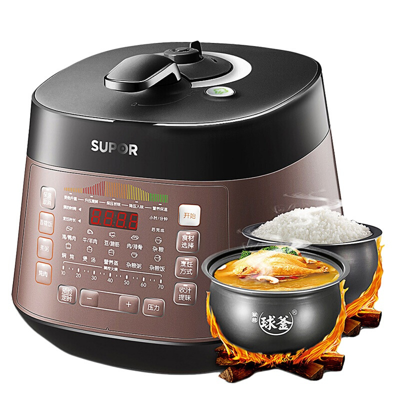 苏泊尔(SUPOR)CYSB50FCW20QJ-100 电压力锅 聚能球釜 精控火候 多段调压 高压锅 5L