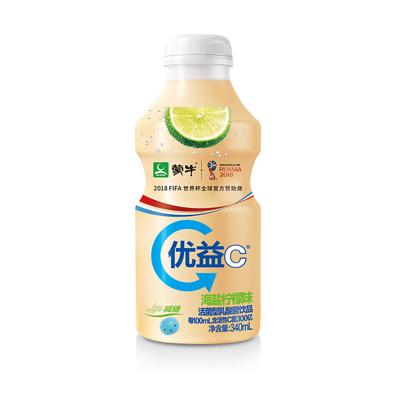 蒙牛优益C活菌型乳酸菌饮品海盐柠檬味塑料瓶340ml