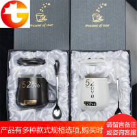 创意情侣杯陶瓷杯子马克杯一对潮流韩版简约个性咖啡杯茶杯带盖勺