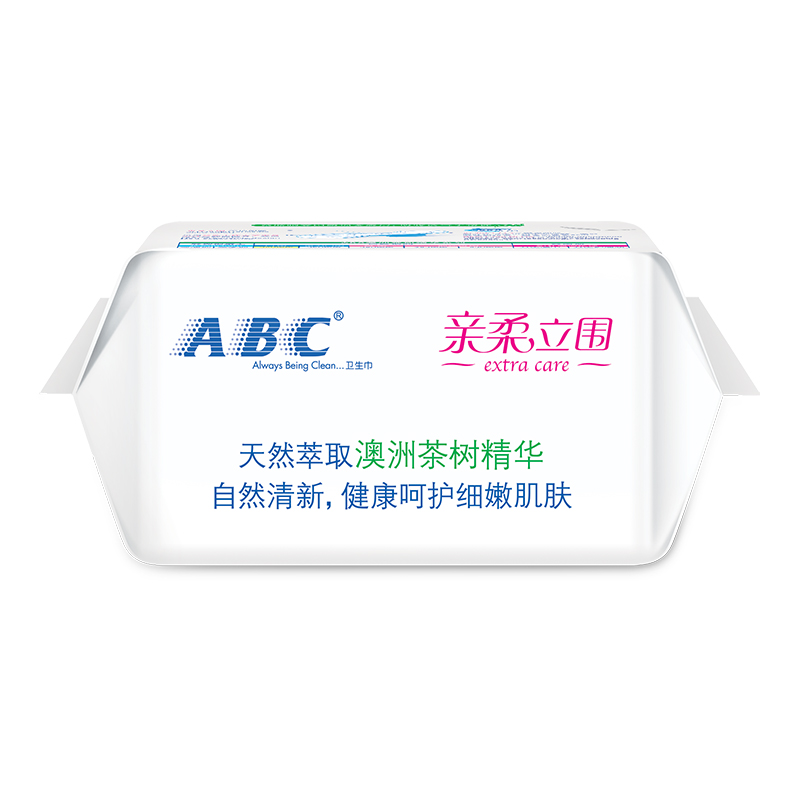 ABC夜用卫生巾 轻透薄网感棉柔280mm*8片 (含澳洲茶树精华)姨妈巾高清大图