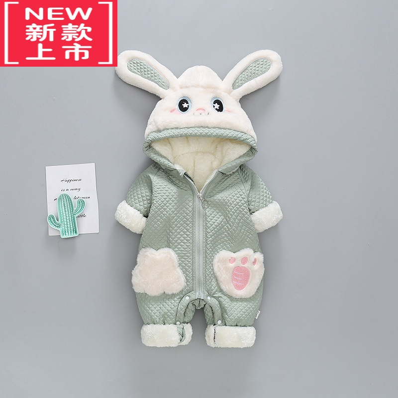 可莉允婴儿冬季衣服可爱超萌宝宝冬装外出抱棉衣新生儿加绒加厚兔子棉服