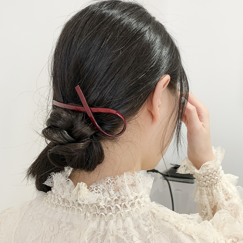 韩国ins酒红蝴蝶结发夹少女边夹后脑勺大号顶夹头发夹子发卡头饰酒