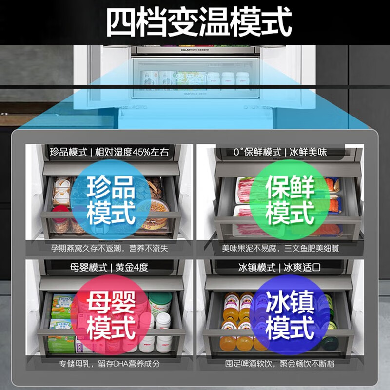 Casarte卡萨帝冰箱零距离自由嵌入式法式多门冰箱418升低氧窖藏养鲜母婴白色冰箱BCD-418WLCFDM4WKU1