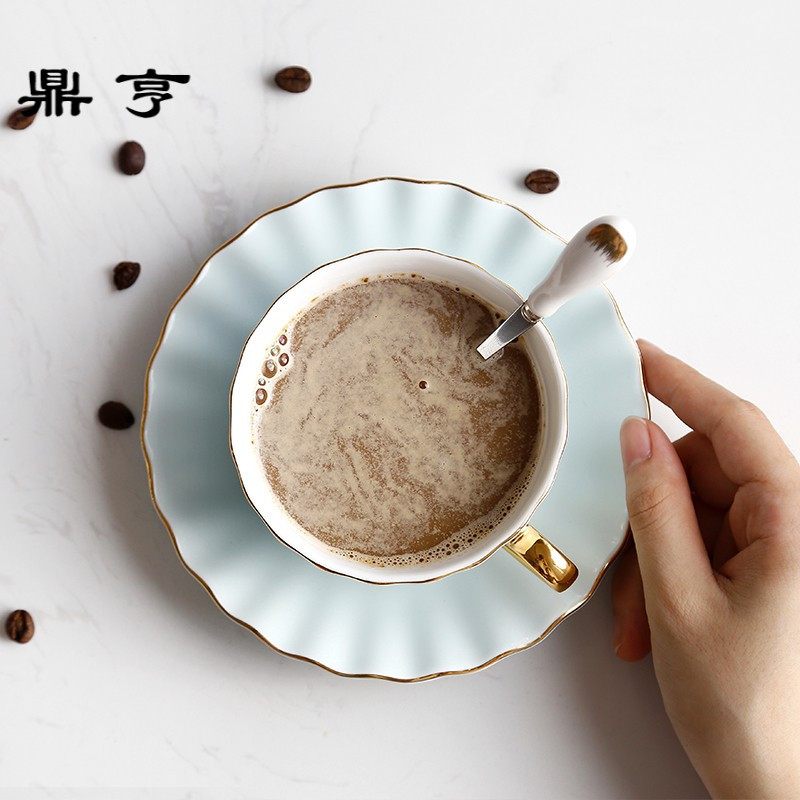 鼎亨陶瓷咖啡杯欧式金边咖啡杯碟勺套装英式花茶杯子家用下午茶杯