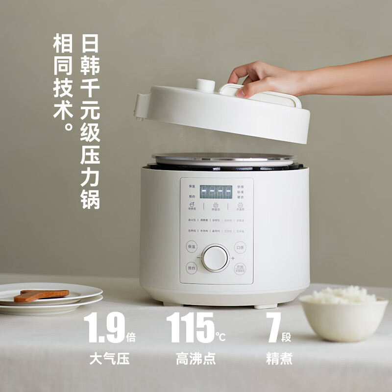 OLAYKS 5L立时电压力锅 OLK-507D 白色微电脑按键控单胆快煮设计适合3-6人家庭使用