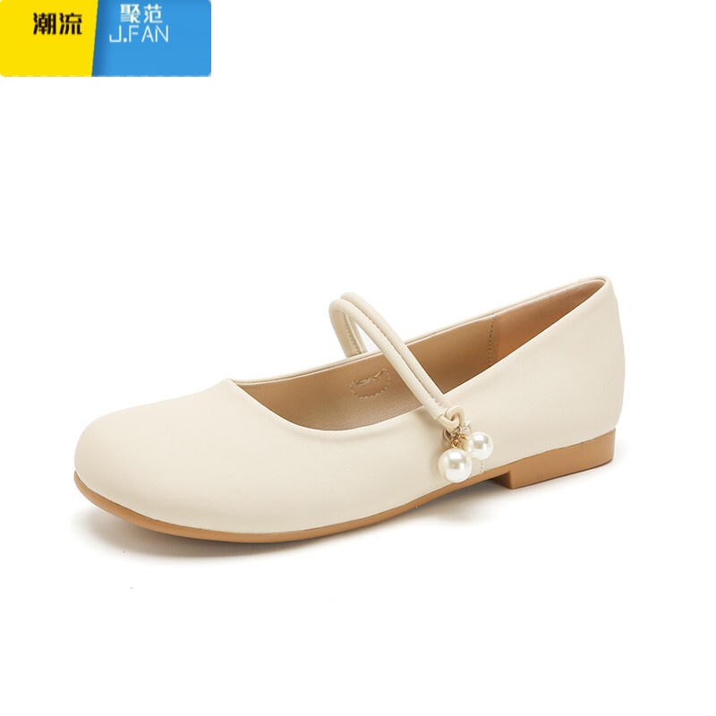 聚范卓诗妮新中式女鞋平底软底国风单鞋2024玛丽珍古风鞋配旗袍马面裙 35 杏色