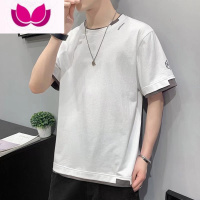 七斓t恤男短袖夏季新款韩版潮牌圆领假半袖ins潮宽松衣服男士体韩 XL 930白色