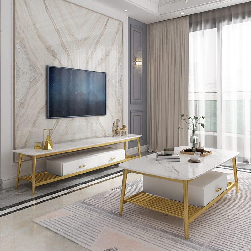 杞沐北欧ins风后现代轻奢电视柜茶几组合套装客厅台面大理石电视柜