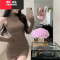 YIBUSHENG甜辣妹高领无袖连衣裙女春装新款时尚紧身性感弹力针织包臀短裙