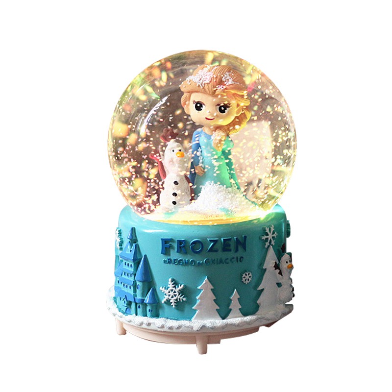 水晶球音乐盒八音盒生日女孩女生儿童旋转带雪花自动飘雪浪漫 三维工匠 彩虹(音乐+灯光+手摇雪花)中号高清大图