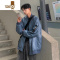 YANXU美式复古机车皮衣外套男感新款潮牌痞帅宽松飞行员夹克