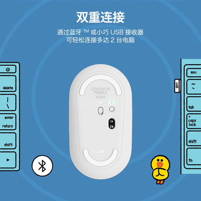 罗技(Logitech) LOGITECH PEBBLE无线鼠标-布朗熊高清大图