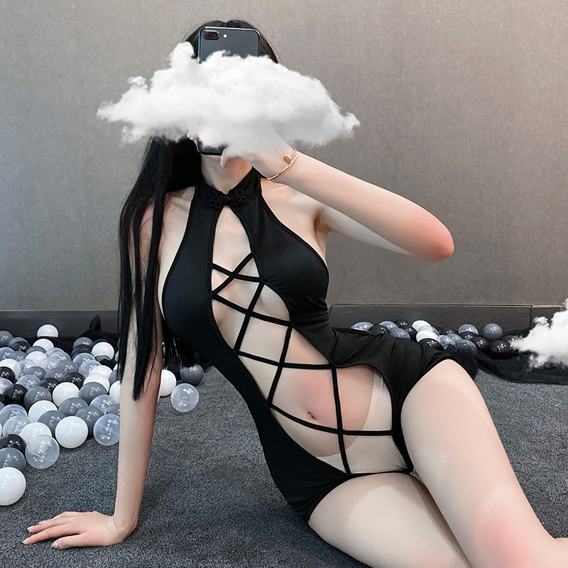 霏慕(Fee et moi)女式情趣睡衣 情趣内衣 可开裆免脱连体衣性感丝袜情趣内衣套装镂空暗扣死库水连体衣6918高清大图
