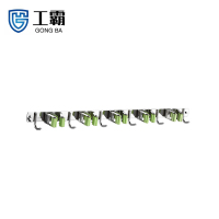 工霸(GONGBA) 304不锈钢拖把夹拖把挂钩 收纳硅胶夹免钉排钩拖把架挂钩 绿色5夹6钩 GB3141 1个