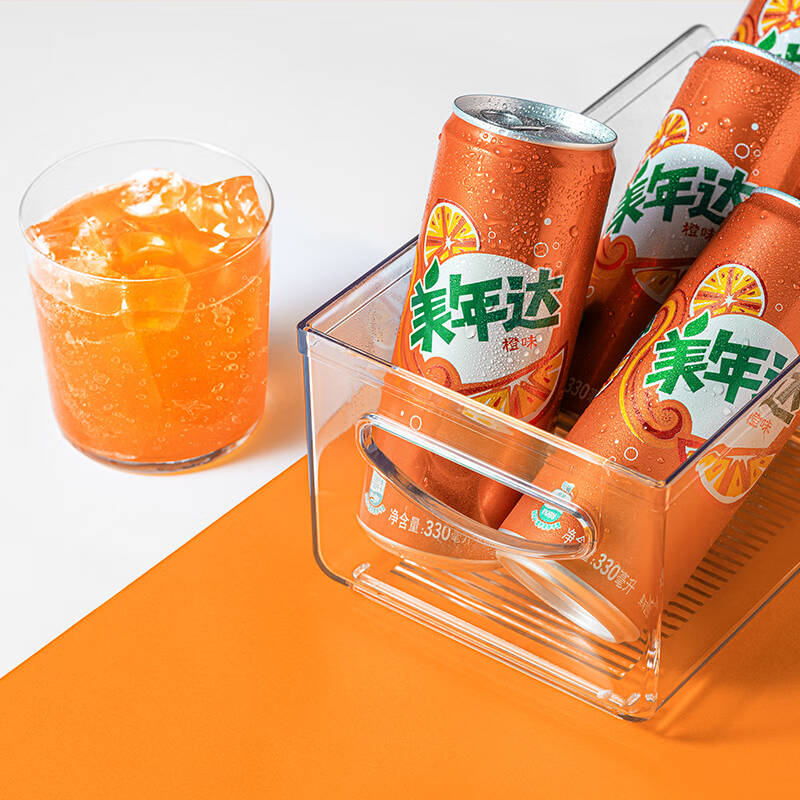 百事可乐 美年达 Mirinda 橙味汽水细长易拉罐 330ml*6罐组