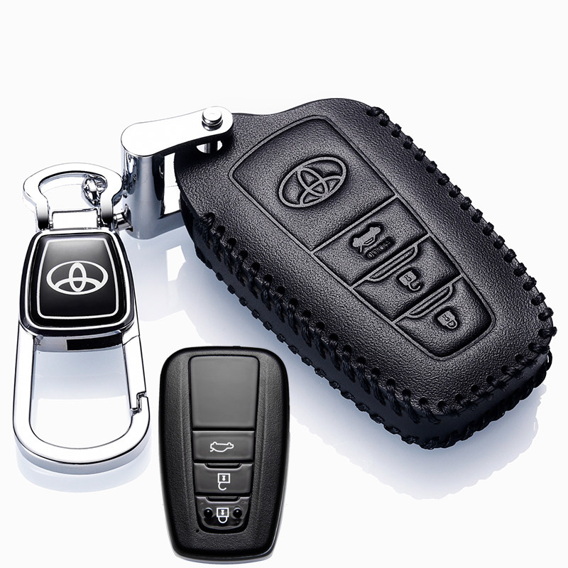 【补贴10%】2020款凯美瑞钥匙套专用真皮钥匙包19款八代凯美瑞8车高档18款扣汽车钥匙包 丰田E款黑色+扣（智能三键）18-20款