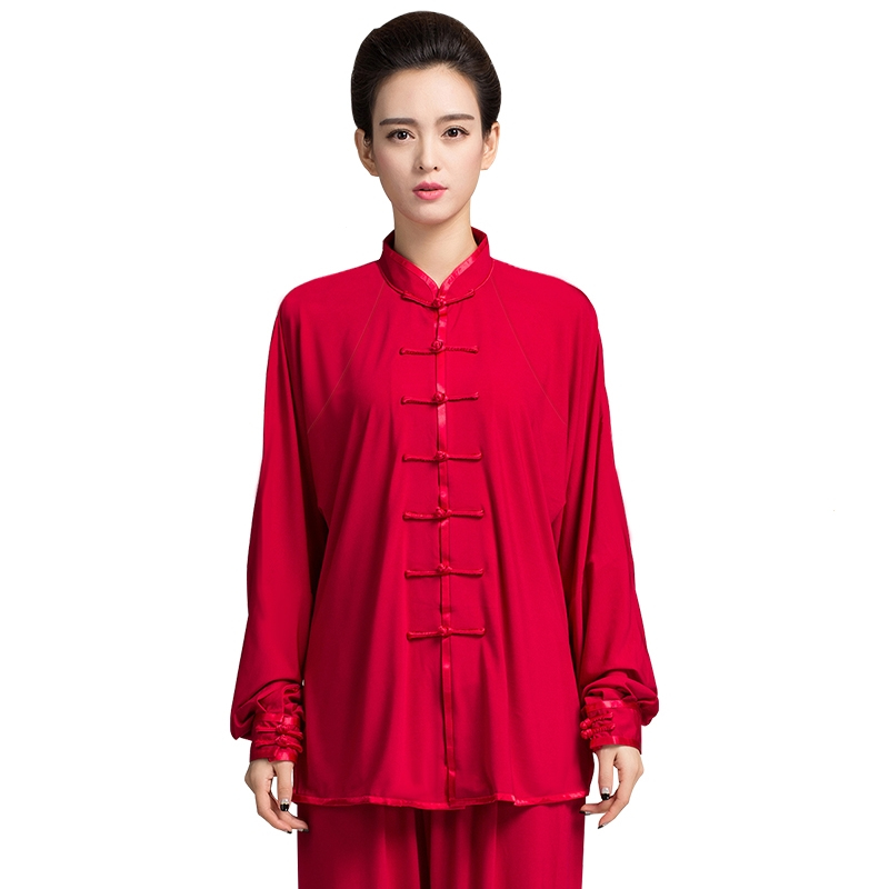 牛奶丝太极服女夏春秋太极服装武术练功服女太极拳练功服古达男