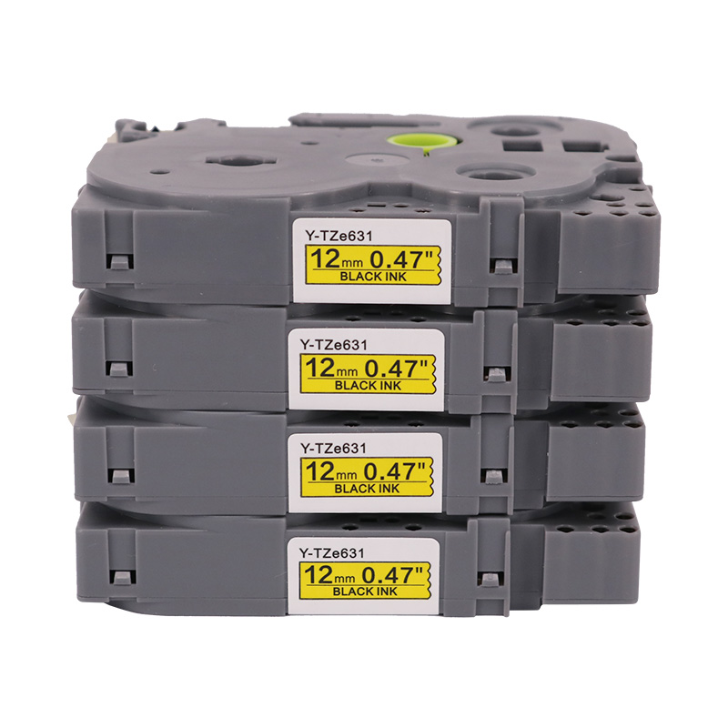 映美佳标签机色带12mm黄底黑字TZe-631(4支装) 适用兄弟brother不干胶标签纸PT-D210 450高清大图