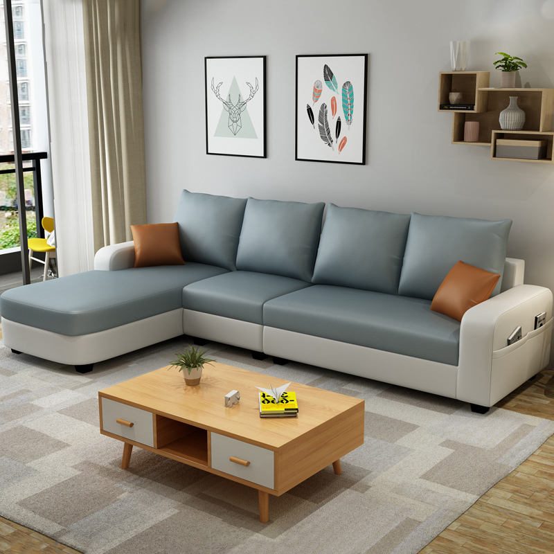 寻木匠简约现代北欧小户型布艺沙发组合客厅可拆洗乳胶布沙发转角三人