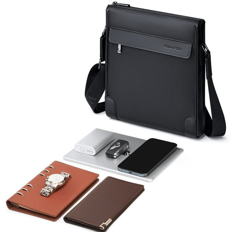 斯妮拉英皇保罗真皮单肩包男士包包公文包新款多功能休闲商务斜挎包