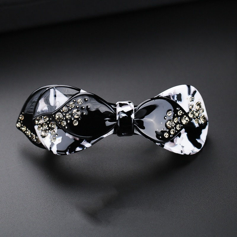 小号黑色 蝴蝶结发夹女后脑勺一字弹簧夹妈妈发卡顶夹马尾夹子头饰