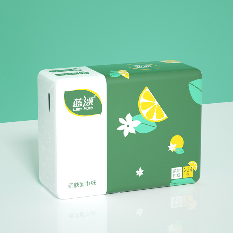 蓝漂原浆白色面巾抽纸4层32包整箱家庭一次性面巾纸批发