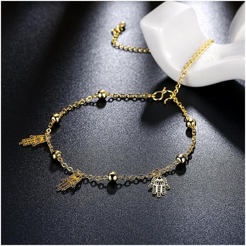 A047-A Women 18K yellow gold anklet jewelry 镀黄金色女脚链潮