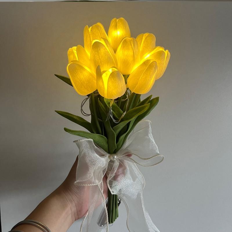 led灯10支郁金香-h70 郁金香led灯氛围感小夜灯床头灯郁金香花束灯